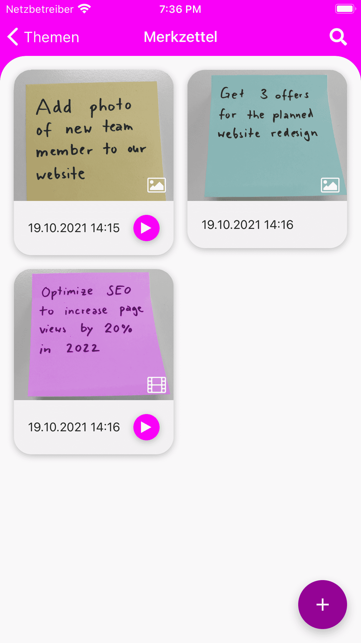 Screenshot der Shotdok App